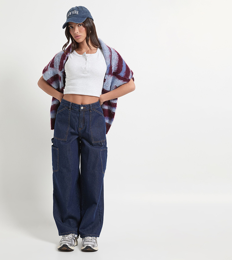 Petite High Waist Loose Fit Carpenter Jeans