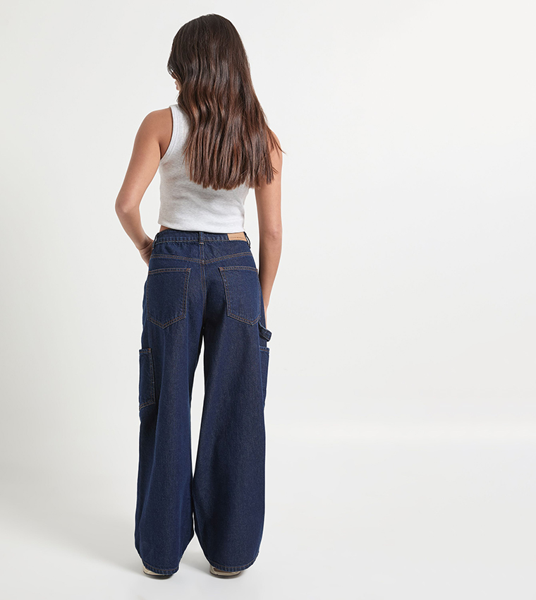 Petite High Waist Loose Fit Carpenter Jeans
