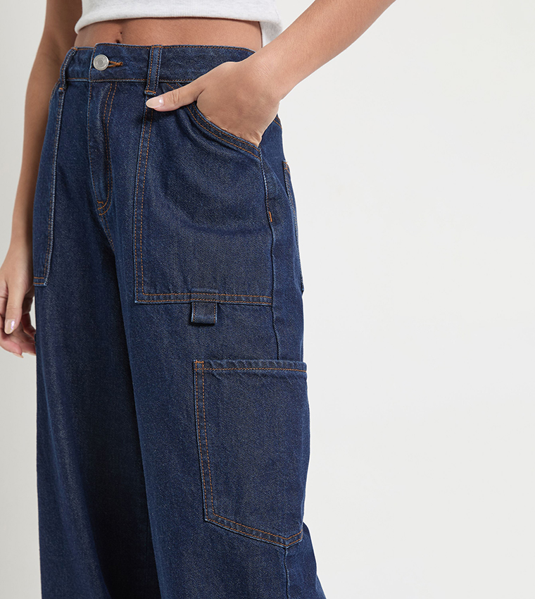 Petite High Waist Loose Fit Carpenter Jeans