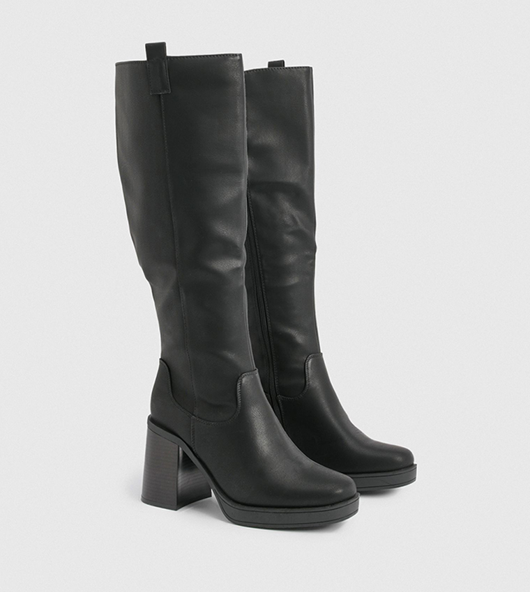 Block Heel Knee High Boots