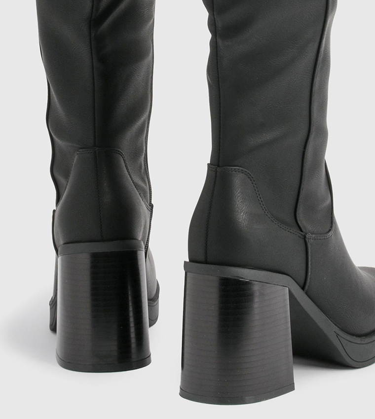 Block Heel Knee High Boots