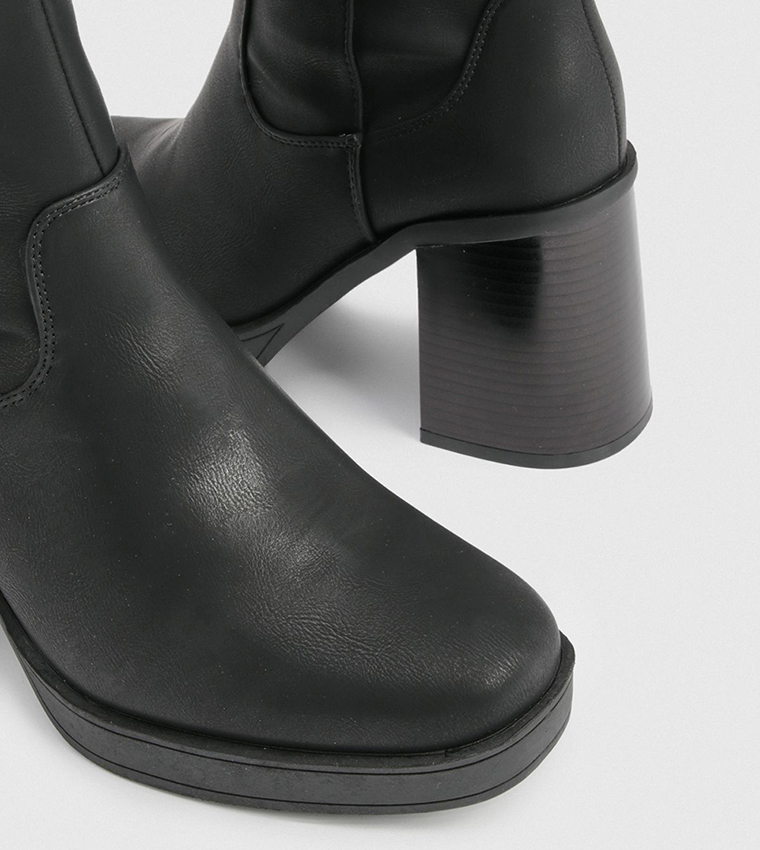 Block Heel Knee High Boots