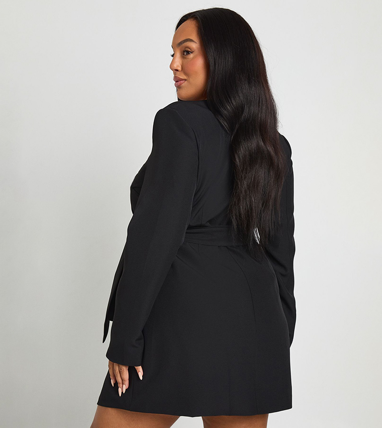 Curve Side Tie Up Tailored Wrap Dress