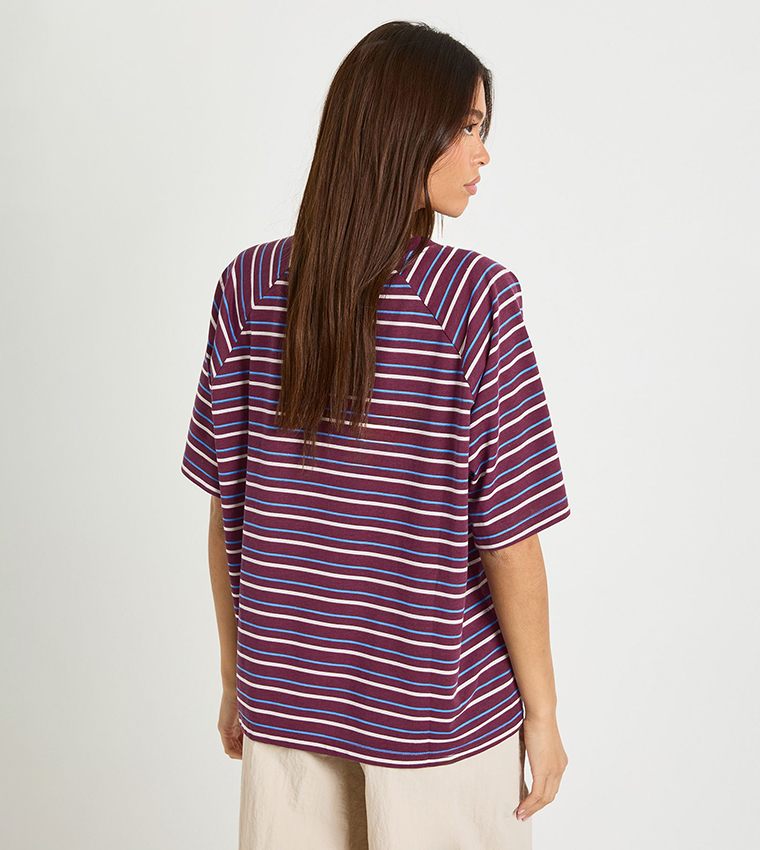 Striped Raglan Sleeves Oversized T-Shirt