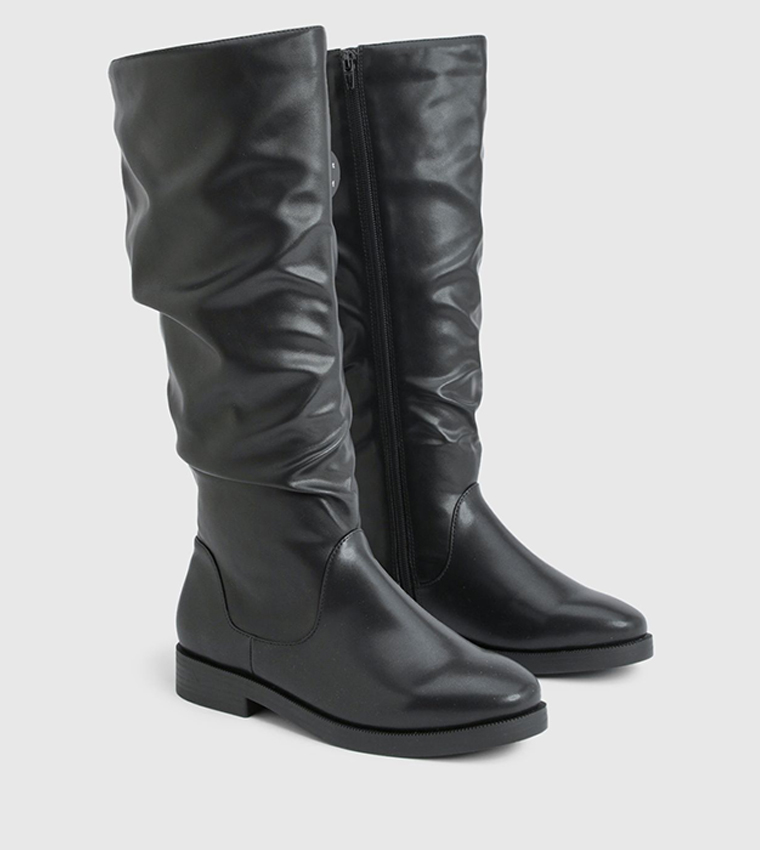 Wider Calf Flat Heel Knee High Boots
