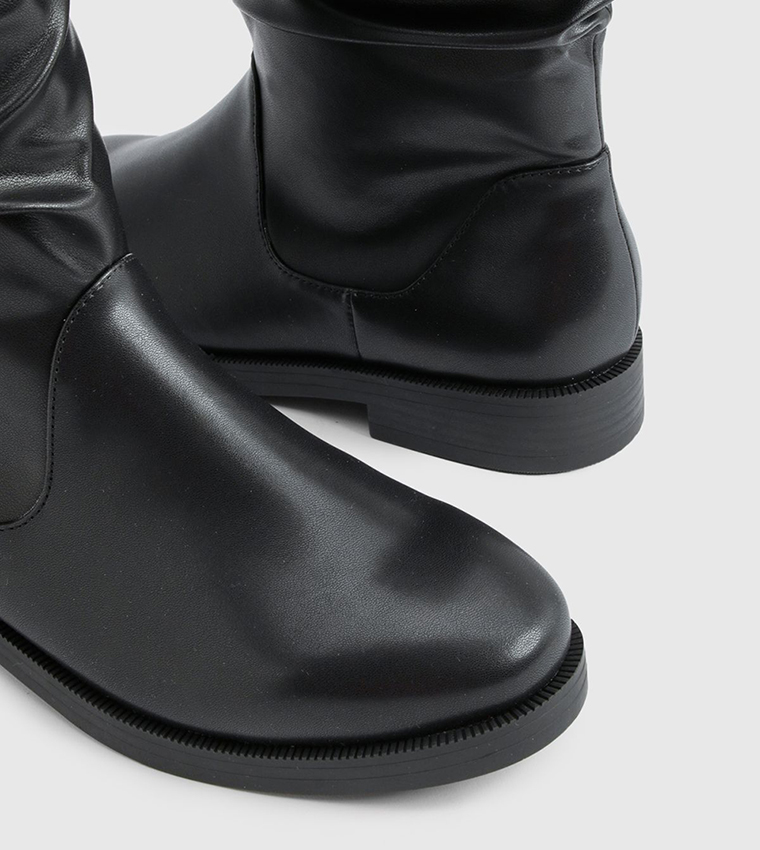 Wider Calf Flat Heel Knee High Boots