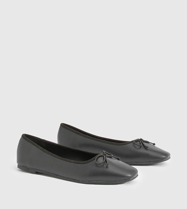 Bow Detail Soft Square Toe Ballerinas