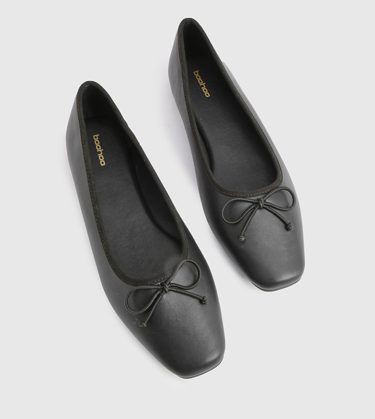 Bow Detail Soft Square Toe Ballerinas