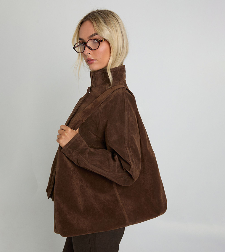 Faux Suede Tote Bag