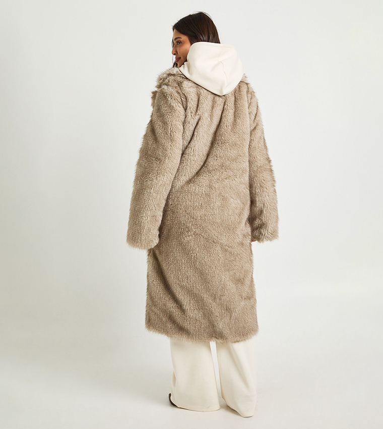 Vintage Look Faux Fur Overcoat