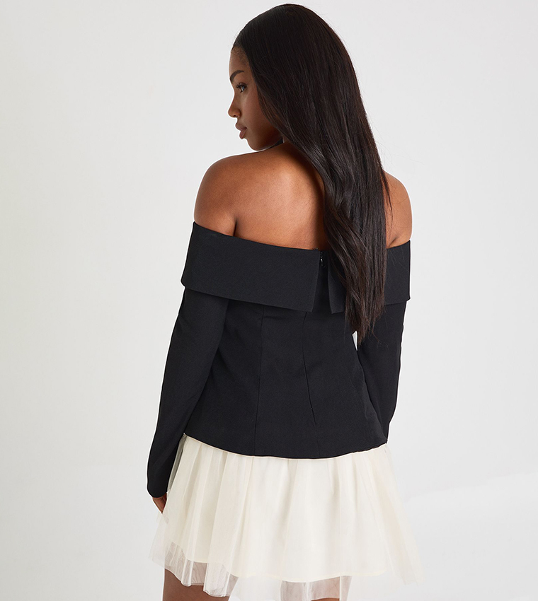 Tulle Bardot Tailored Mini Dress