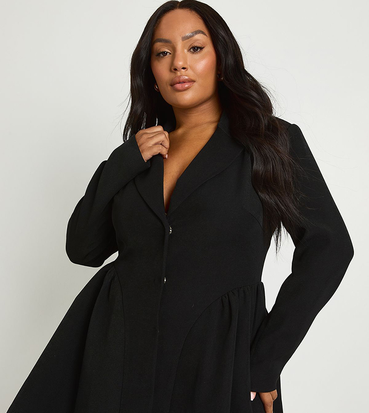 Buy Boohoo Curve Skater Skirt Blazer Dress In Black 6thStreet