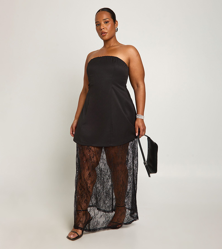 Curve Bandeau Lace Skirt Dress