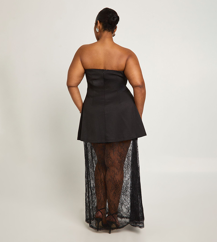 Curve Bandeau Lace Skirt Dress