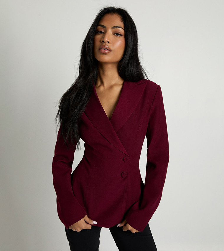 Wrap Asymmetric Long Sleeves Blazer