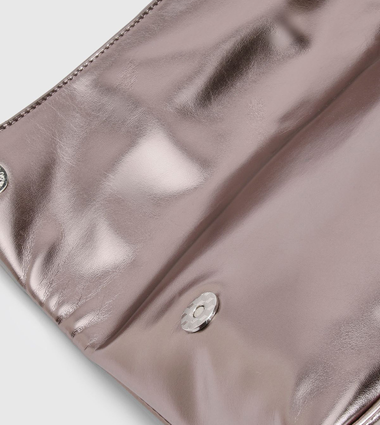 Large Metallic Fold Over Clutch Bag