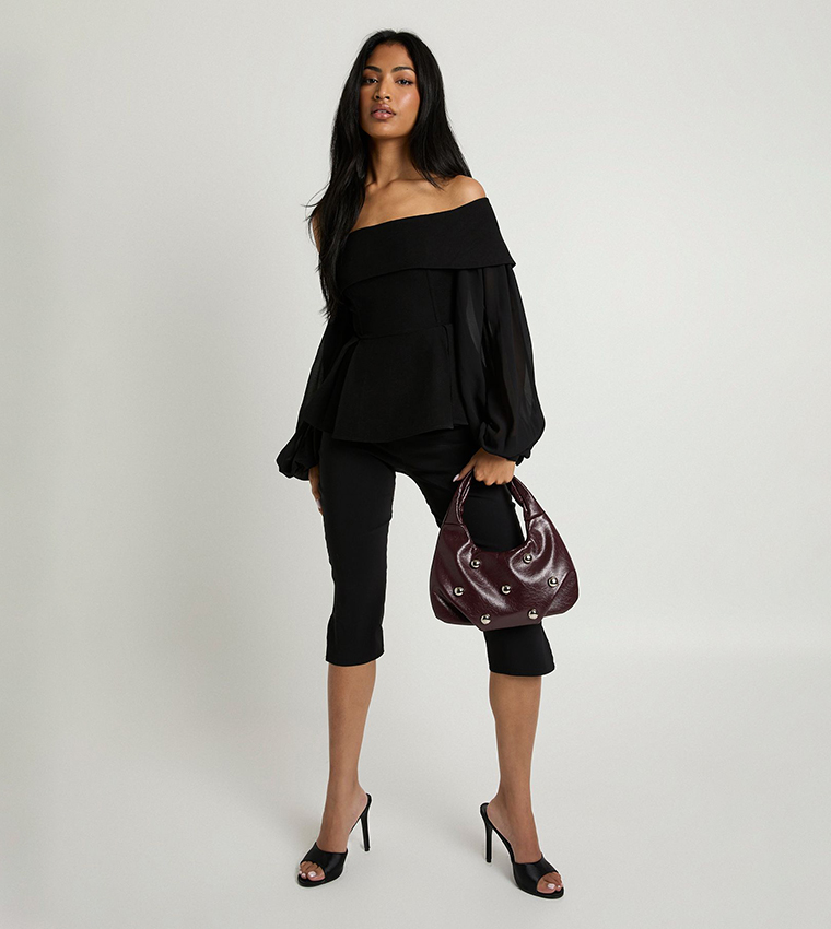 Chiffon Crepe Bardot Top