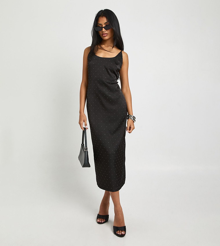 Satin Diamante Midaxi Slip Dress