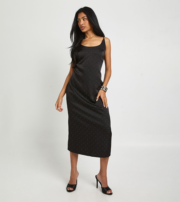 Satin Diamante Midaxi Slip Dress