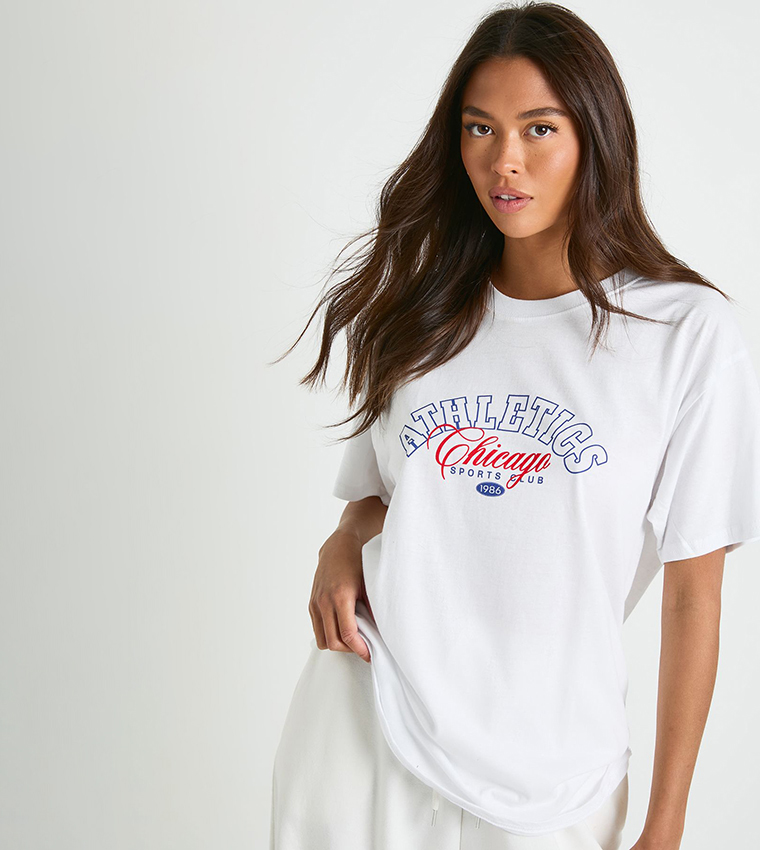 Printed Crew Neck Oversized T-Shirt