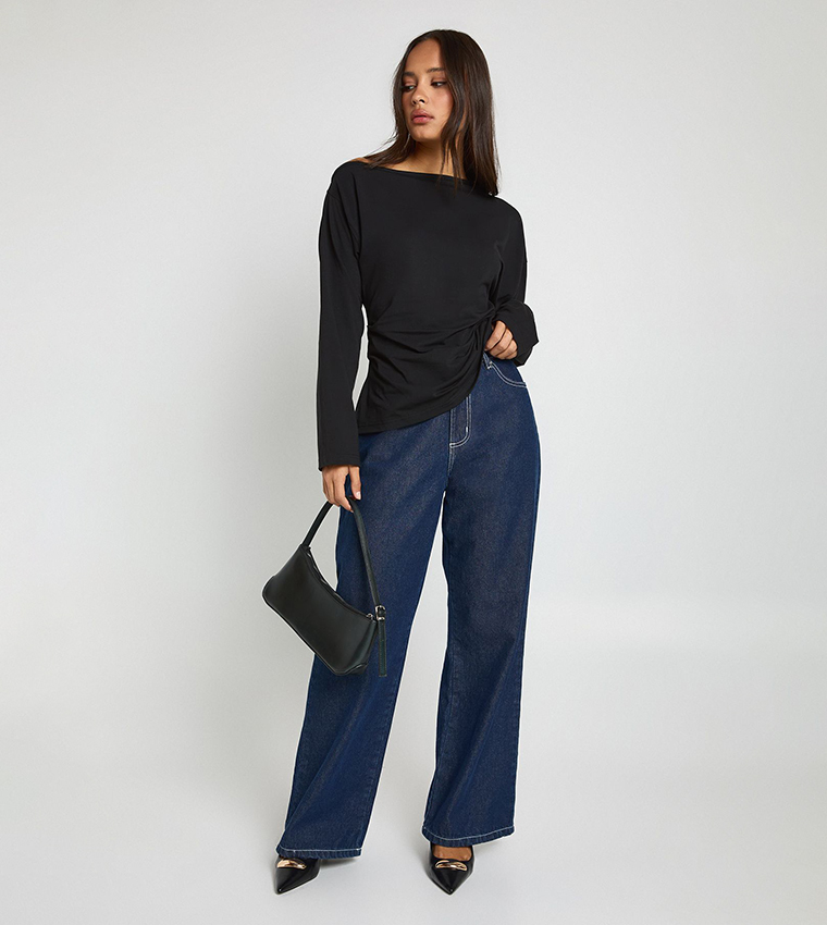 Cinched Waist Long Sleeves Top