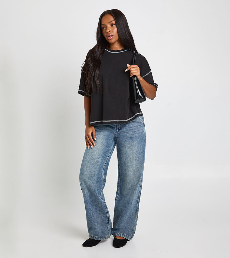 Contrast Stitch Oversized T-Shirt