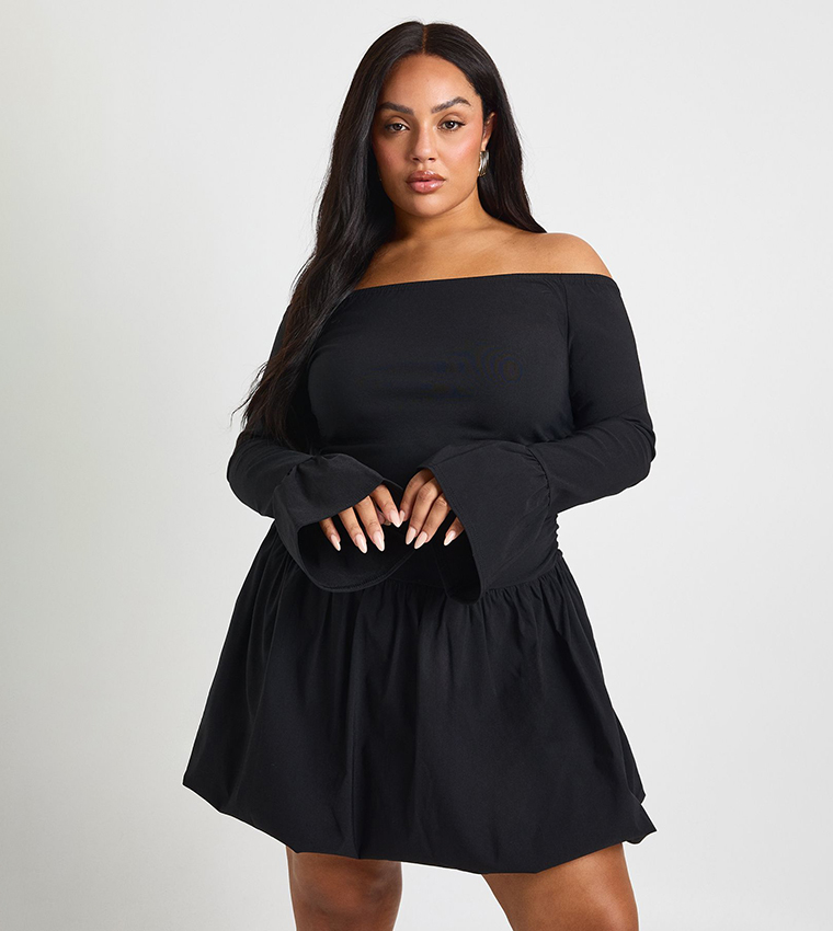 فستان ميني كم فلير للمقاسات الكبيرة 