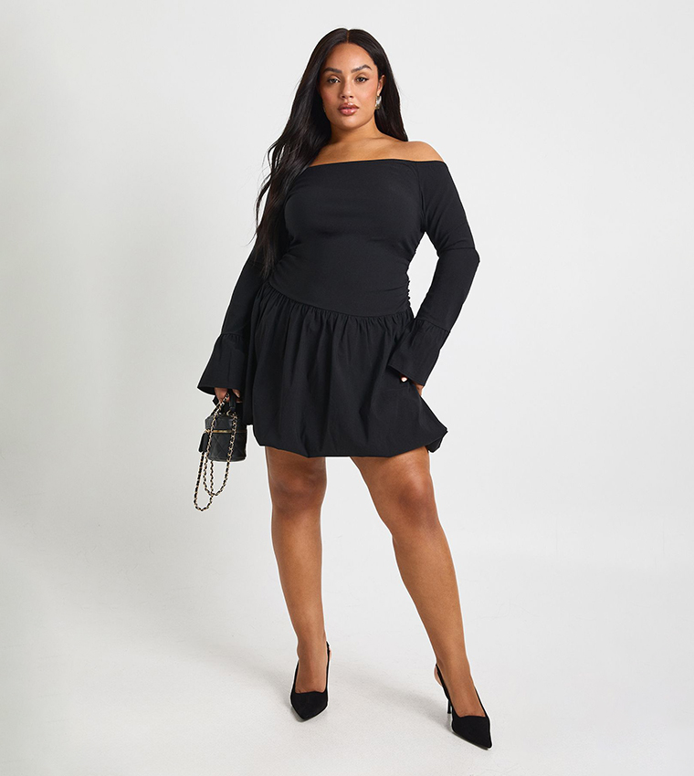 فستان ميني كم فلير للمقاسات الكبيرة 