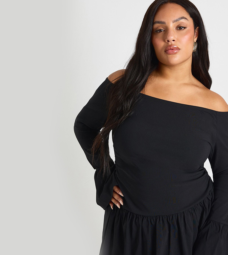 فستان ميني كم فلير للمقاسات الكبيرة 