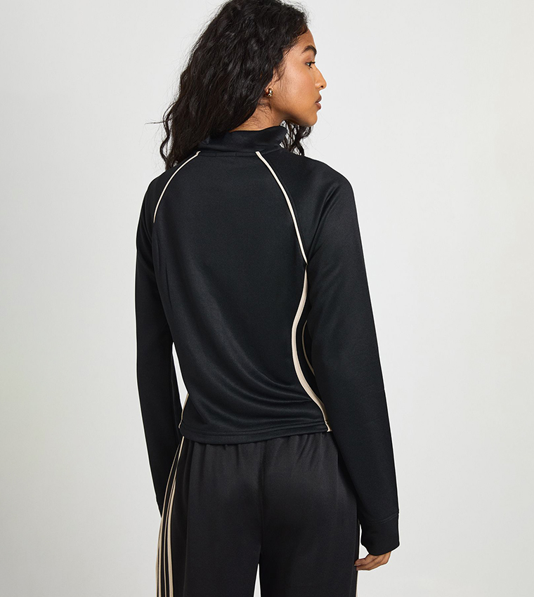 Striped Detail Fitted Tricot Track Jacket