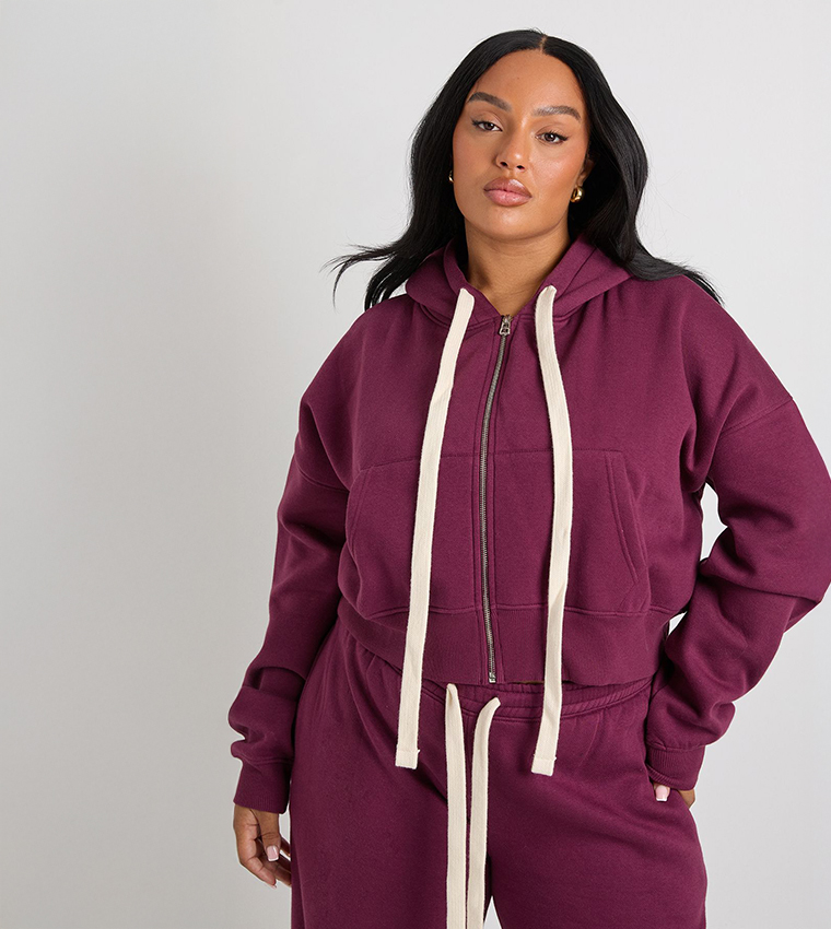 Curve Contrast Drawstring Boxy Crop Jacket