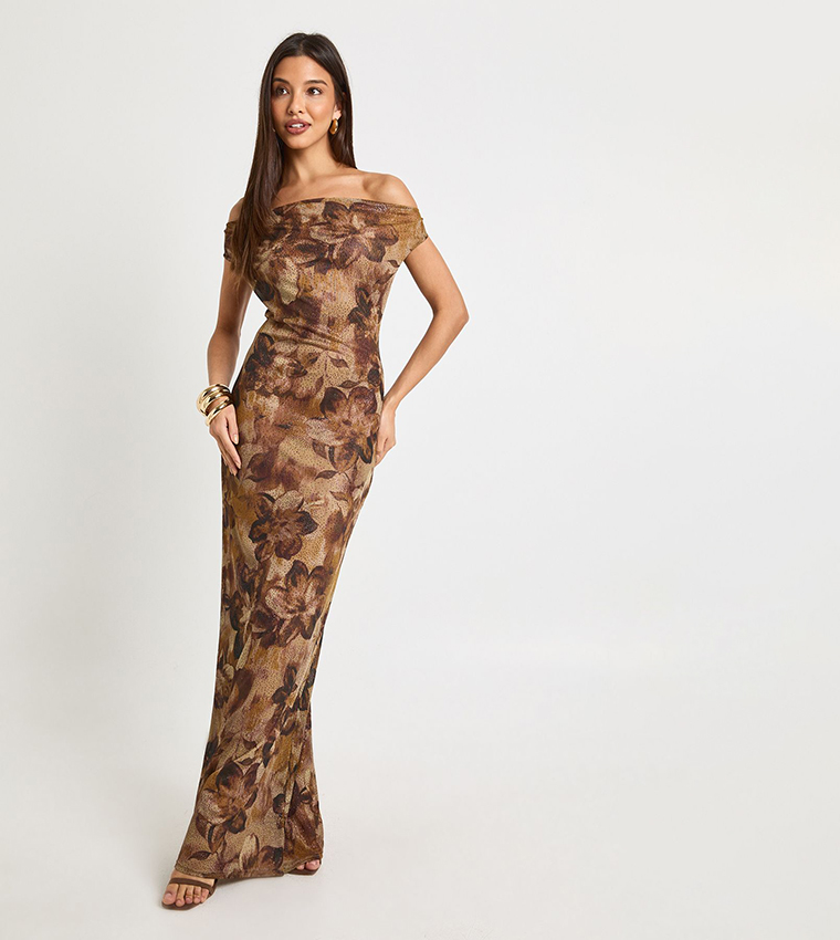 فستان ماكسي ترتر بطبعة 