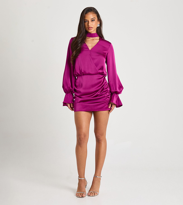 strapless open back dress Faith Pink Gingham Strapless Mini Dress