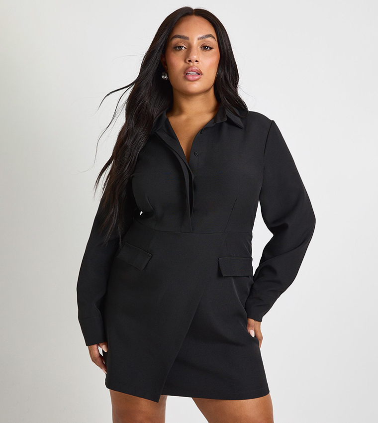 Curve Woven Wrap Shirt Dress