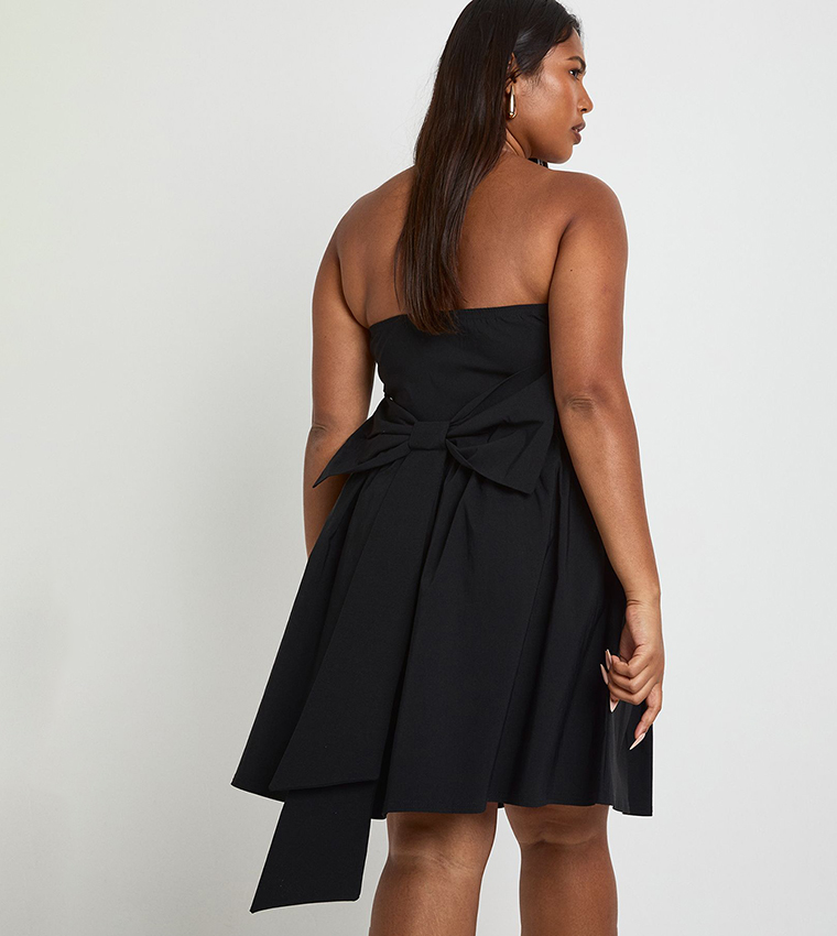 knee length dresses for ladies White Ruched Slinky Bandeau Skater Dress – Strawberry Moon