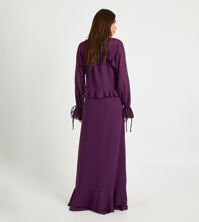 Ruffle Front Smock Maxi Dress