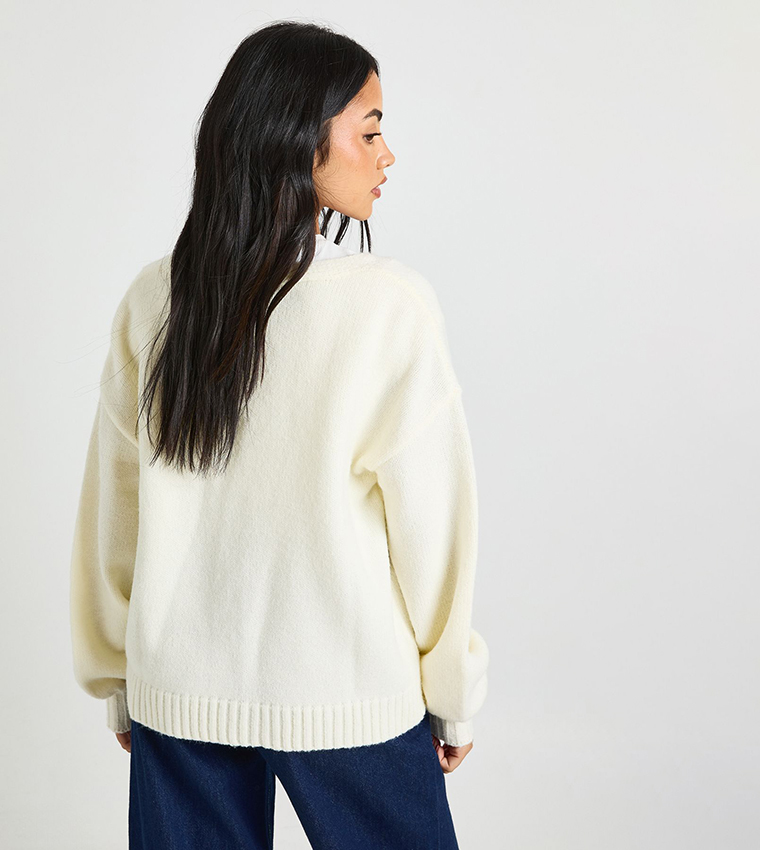 Flower Corsage Oversized Cardigan