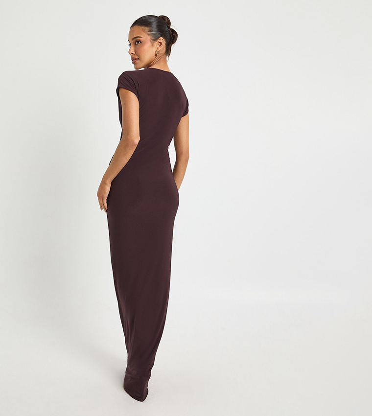 Solid Twist Detail Maxi Dress