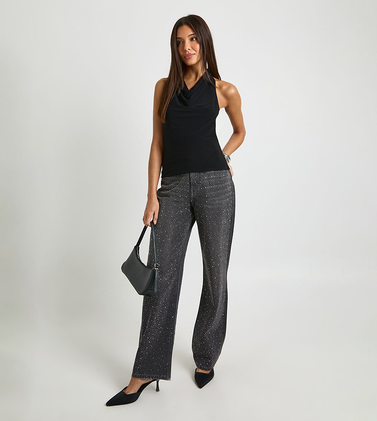 Slinky Cowl Neck Halter Top