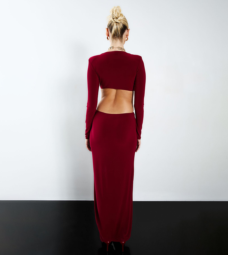 Trim Detail Cut-Out Maxi Dress