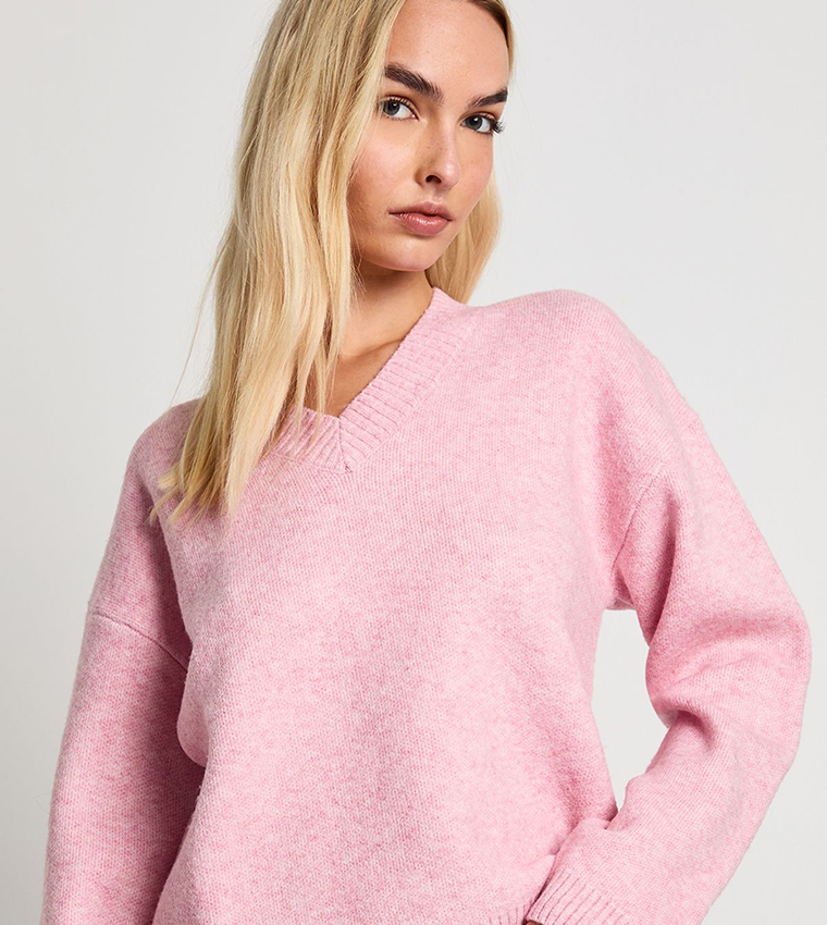 V-Neck Oversized Knitted Sweater