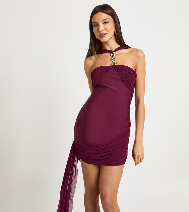 Bandage Chain Detail Mini Dress