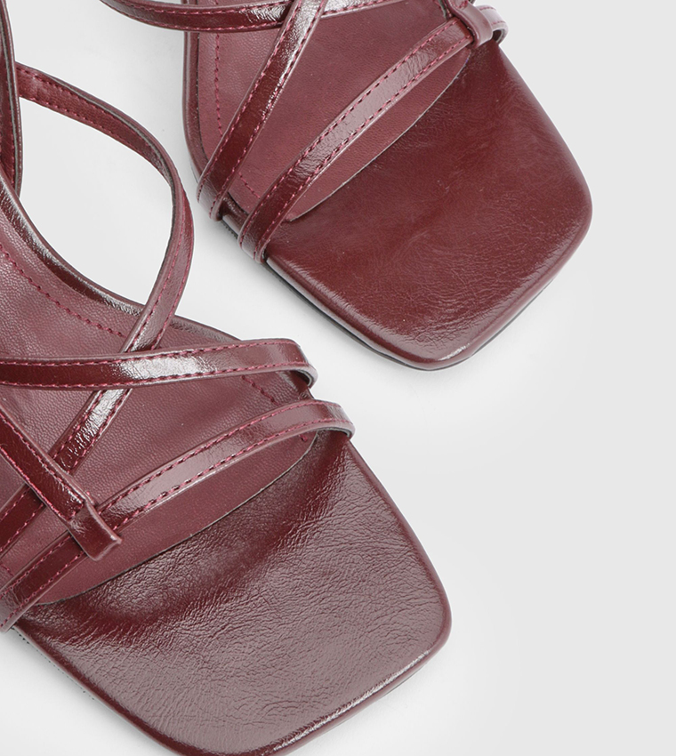 Wide Fit Asymmetric Buckle Detail Strappy Heels