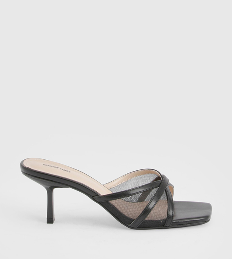 Mesh Mid Stiletto Heeled Sandals