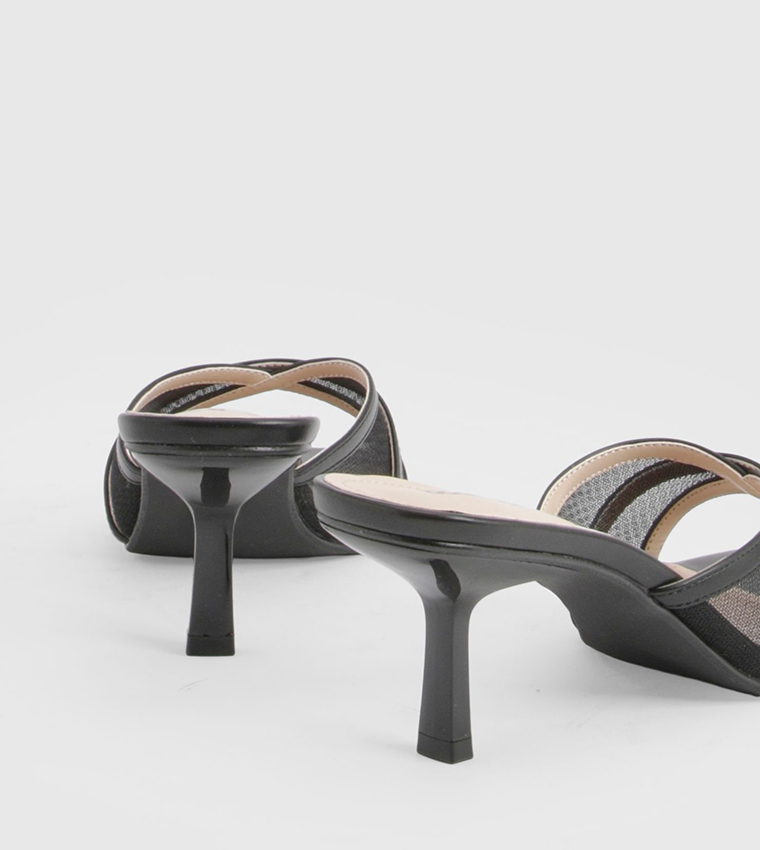 Mesh Mid Stiletto Heeled Sandals