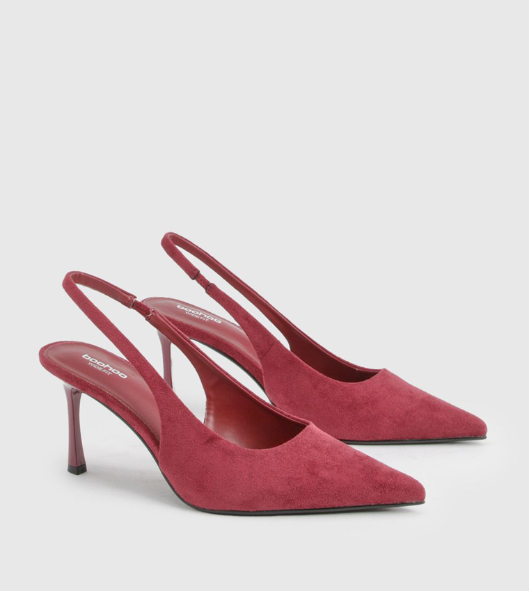 حذاء كعب شامواه صناعي بحزام خلفي 