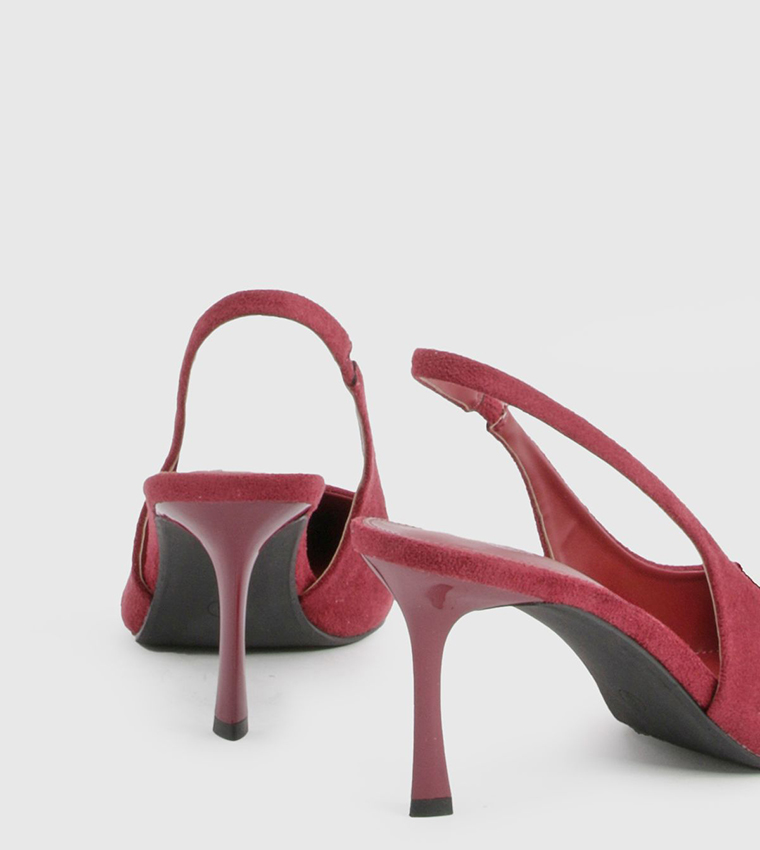 حذاء كعب شامواه صناعي بحزام خلفي 