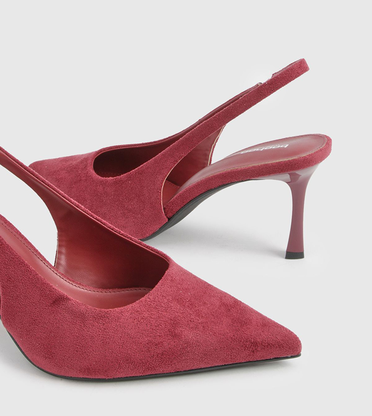 حذاء كعب شامواه صناعي بحزام خلفي 