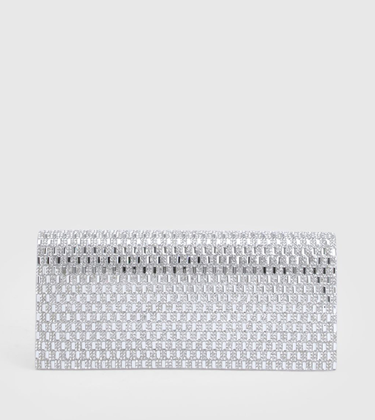 Hot Fix Embellished Structured Clutch Bag