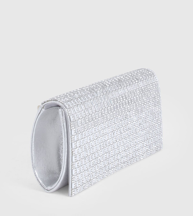 Hot Fix Embellished Structured Clutch Bag